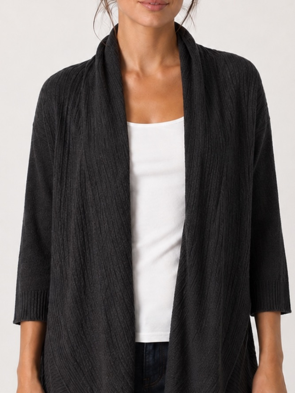 Dynamite Dark Gray Knit Cardigan